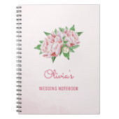 Roze Pioen Bloemen Bruiloft Planning Notitieboek (Voorkant)