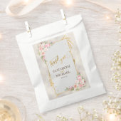 Roze Pioen Bloemen Goud Script & Lijst Bruiloft Bedankzakje (Geknipt)