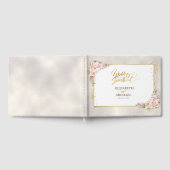Roze Pioen Bloemen Goud Script & Lijst Bruiloft Gastenboek (Volledig)