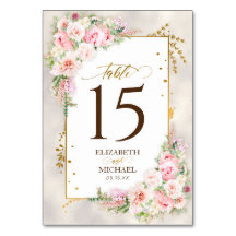 Roze Pioen Bloemen Goud Script & Lijst Bruiloft