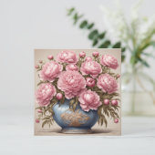 Roze Pioen Bloemen Kaart (Staand voorkant)