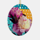 Roze Pioen Bloemen Modern Foto Ornament (Rechts)