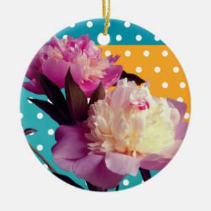 Roze Pioen Bloemen Modern Foto Ornament