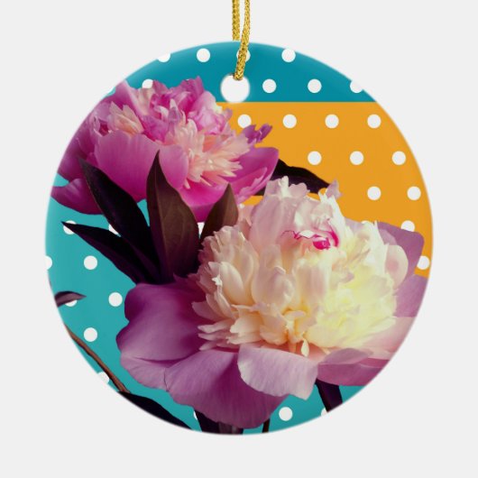 Roze Pioen Bloemen Modern Foto Ornament (Voorkant)