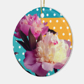 Roze Pioen Bloemen Modern Foto Ornament (Links)