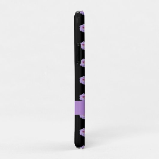 Roze Pioen Bloemen Monogram Paarse Zwart Case-Mate iPhone Case (Achterkant/rechts)