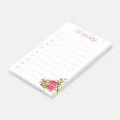 Roze Pioen Bloemen op wit gelinieerd Post-it® Notes (Schuin)
