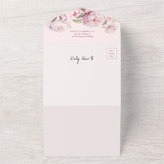 Roze Pioen Bloemen Recept Vrijgezellenfeest All In One Uitnodiging (Buitenkant)