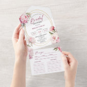 Roze Pioen Bloemen Recept Vrijgezellenfeest All In One Uitnodiging (Afscheurbaar)