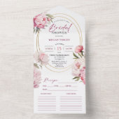 Roze Pioen Bloemen Recept Vrijgezellenfeest All In One Uitnodiging (Binnen)