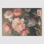 Roze Pioen Bloemen Vaas Decoupage Boeket Tissuepapier (Voorkant)