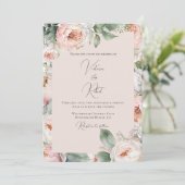 Roze Pioen Bloemen Waterverf Modern Bruiloft Kaart (Staand voorkant)