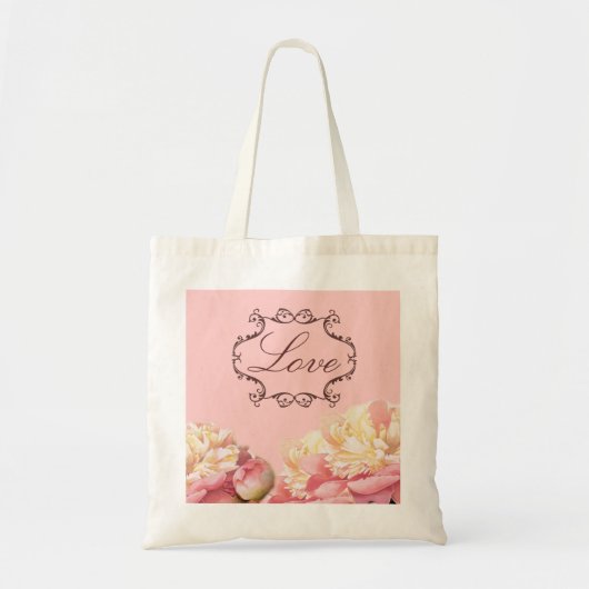 roze pioen bloemenbruiloft tote bag (Voorkant)