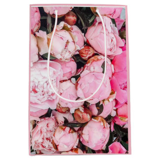 Roze Pioen Bloemendesign Midden Geschenkentas Medium Cadeauzakje