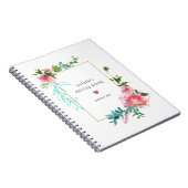 Roze pioen bloemenreceptenboek notitieboek (Rechterzijde)