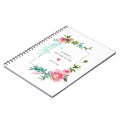Roze pioen bloemenreceptenboek notitieboek (Linkerzijde)