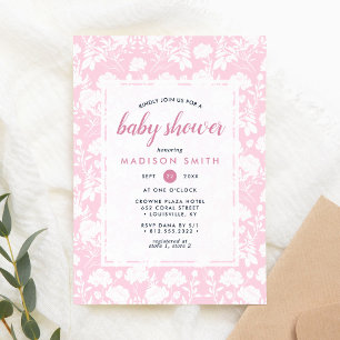 Roze Pioen Bloemige Baby Shower Kaart