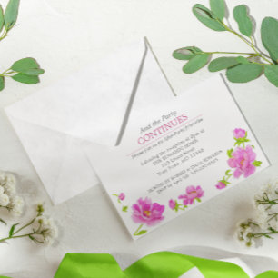 Roze Pioen Bloemige Groene After Party Uitnodiging