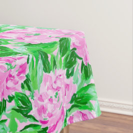 Roze Pioen Bloemige Groene Elegante Botanische Tafelkleed