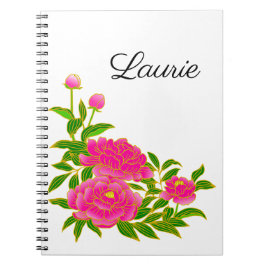 Roze Pioen Bloemige Notitieboek