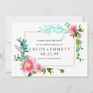 Roze Pioen Bloemige "Save the Date"-Uitnodiging Save The Date