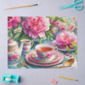 Roze Pioen Bloemige Theetijd Tissue Paper Tissuepapier (Craft)