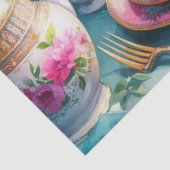 Roze Pioen Bloemige Theetijd Tissuepapier (Detail)