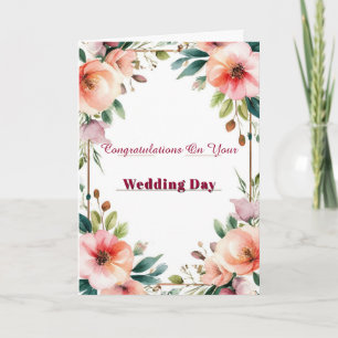 Roze Pioen Bloemige Trouwwensen Wenskaart 💍 Kaart