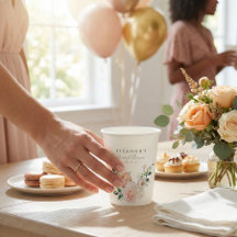 Roze Pioen Bloemige Waterverf Roze Bruidsdouche