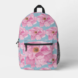 Roze Pioen Bloemmotief Bedrukte Rugzak