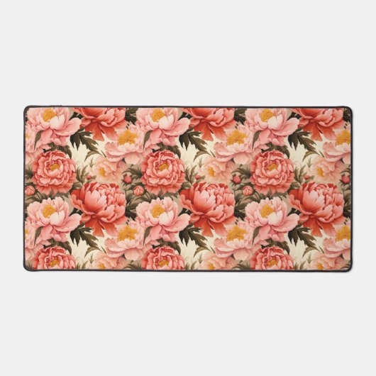 roze pioen bloemmotief bureaumat (Voorkant)