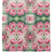 Roze Pioen Bloemmotief Douchegordijn (Voorkant)