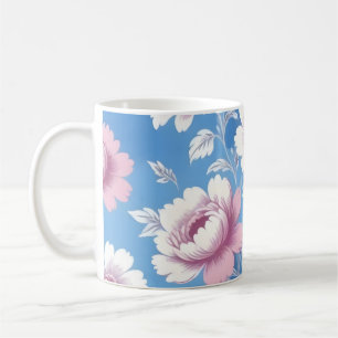 Roze pioen bloemmotief koffiemok