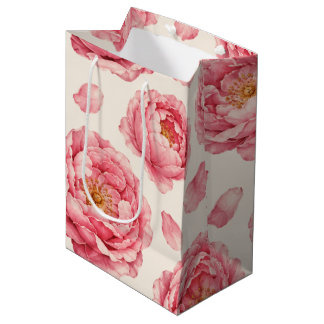 Roze Pioen Bloemmotief Medium Cadeauzakje