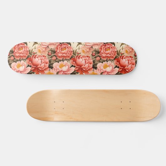  roze pioen  bloemmotief persoonlijk skateboard (Horizontaal)