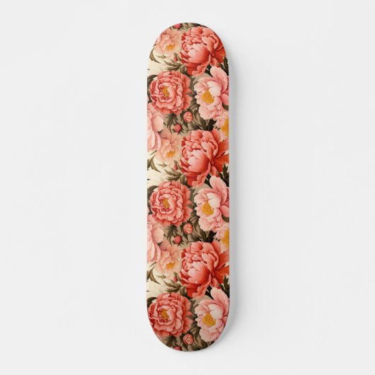  roze pioen  bloemmotief persoonlijk skateboard (Voorkant)