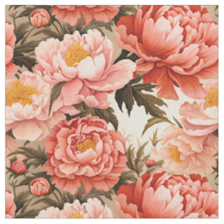 roze pioen bloemmotief stof