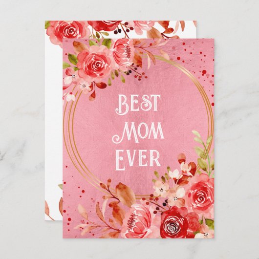 Roze Pioen Bloemstuk - Beste Moeder Ooit Briefkaart (Voorkant / Achterkant)