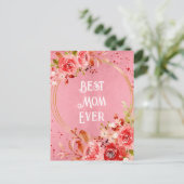Roze Pioen Bloemstuk - Beste Moeder Ooit Briefkaart (Staand voorkant)