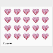 Roze Pioen Bloesem.text. Hart Sticker (Vel)
