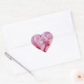 Roze Pioen Bloesem.text. Hart Sticker (Envelop)