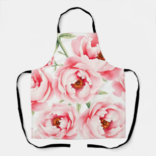 Roze Pioen Bloesem Waterverf Patroon Schort