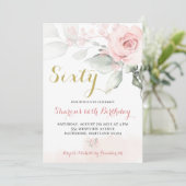 Roze Pioen Blush Bloemen Verjaardag Uitnodiging (Staand voorkant)