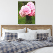 Roze Pioen Boeket Verpakt Canvas Afdruk (Insitu (Slaapkamer))