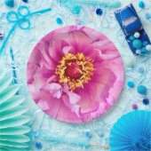 Roze Pioen Bord, 9" Rond Papier Bord (Feest)