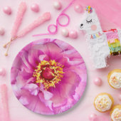 Roze Pioen Bord, 9" Rond Papier Bord (Feest)