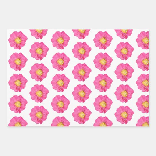 Roze Pioen Botanisch Plat Vel Cadeaupapier (Voorkant)