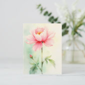 Roze Pioen Briefkaart (Staand voorkant)