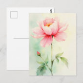 Roze Pioen Briefkaart (Voorkant / Achterkant)