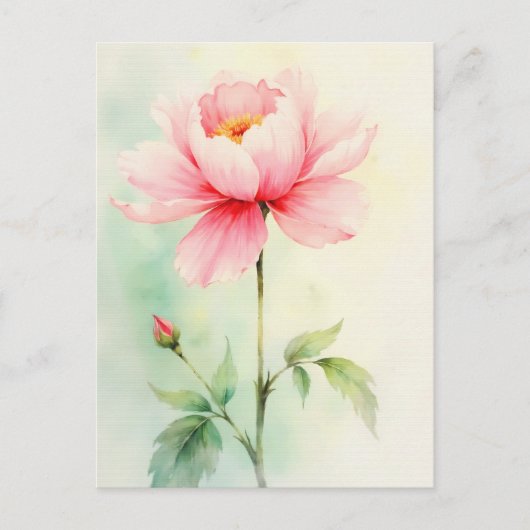 Roze Pioen Briefkaart (Voorkant)